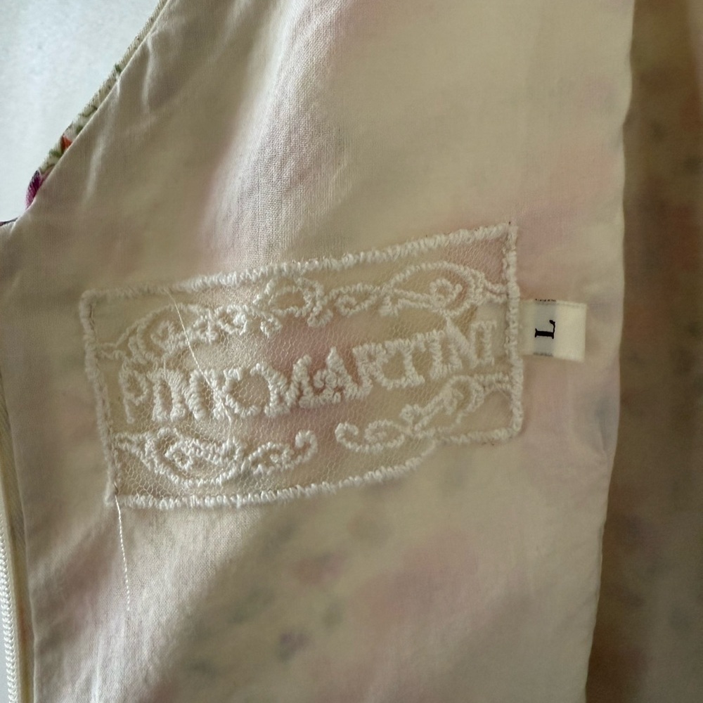 PINK MARTINI -100% Cotton Dainty Floral Drop Waist Midi Dress (Size:Large) - Picture 11 of 12